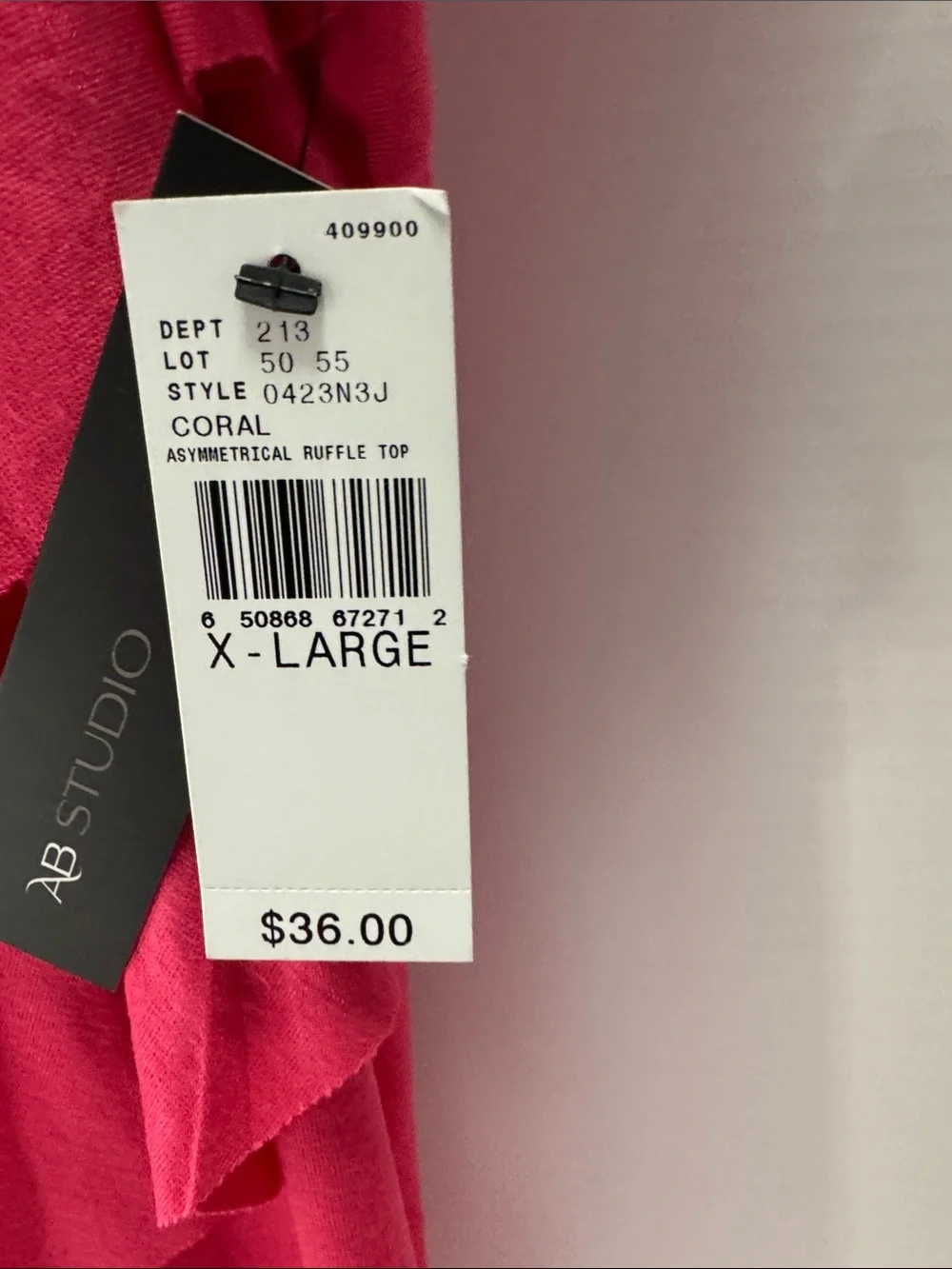 AB Studio Hot Pink Ruffle Front Tunic Top - Picture 4 of 6